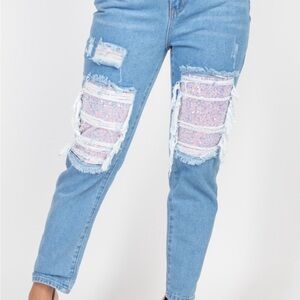 Stylish Blue Distressed Jeans